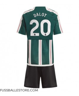 Günstige Manchester United Diogo Dalot #20 Auswärts Trikotsatzt Kinder 2023-24 Kurzarm (+ Kurze Hosen)